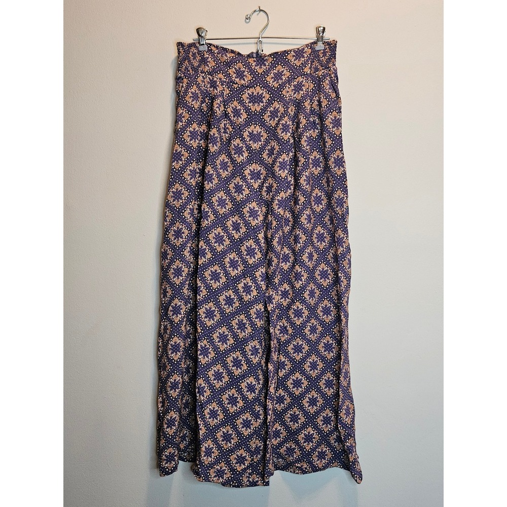 Maeve Anthropologie Purple Pink Medallion Print Wide Leg Smocked Pants Size 12